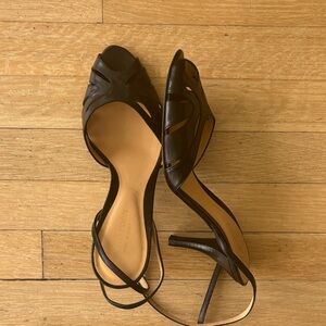 VINTAGE Sergio Rossi Black Strappy Peep-Toe Heels